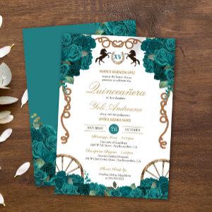 Teal Blue Green Rose Country Western Quinceanera