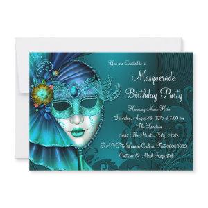 Teal Blue Mask Masquerade Party