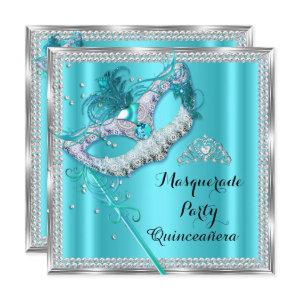 Teal Blue Masquerade Mask Quinceanera Party