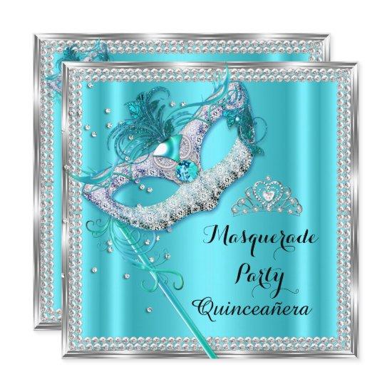 Teal Blue Masquerade Mask Quinceanera Party