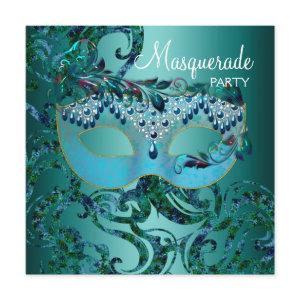 Teal Blue Masquerade Party
