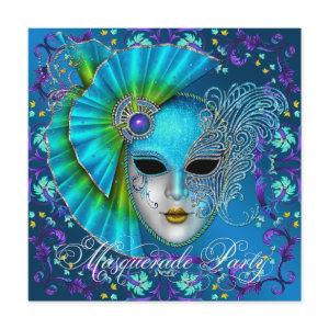 Teal Blue Masquerade Party