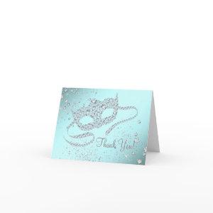 Teal Blue Masquerade Party Thank You