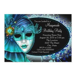 Teal Blue Midnight Masquerade Party