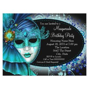 Teal Blue Midnight Masquerade Party