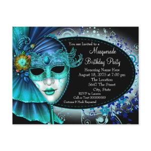 Teal Blue Midnight Masquerade Party