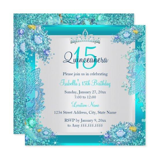 Teal Blue Ocean Quinceanera 15th Birthday Photo