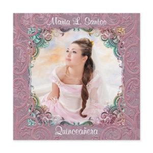 Teal Blue Pink Picture Quinceanera