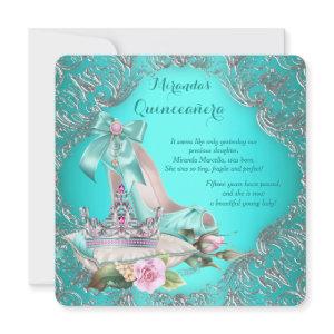 Teal Blue Princess Tiara Quinceanera
