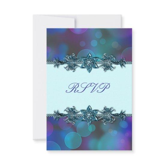 Teal Blue Purple Bubbles Quinceanera RSVP