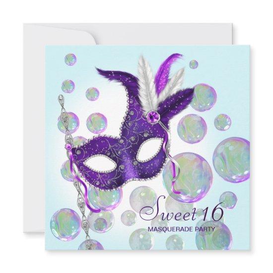 Teal Blue Purple Bubbles Sweet Sixteen Masquerade