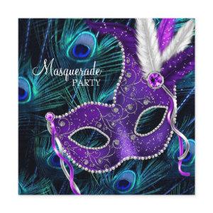 Teal Blue Purple Peacock Masquerade Party
