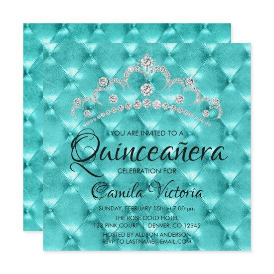 Teal Blue Quinceañera Celebration 15th Birthday