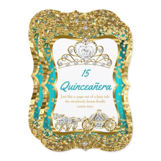 Teal Blue Quinceanera Magical Tiara Gold 2