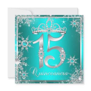 Teal Blue Quinceanera Winter Wonderland Snowflake
