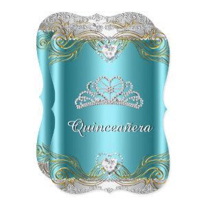 Teal Blue Silver Gold Quinceanera Birthday Party 2