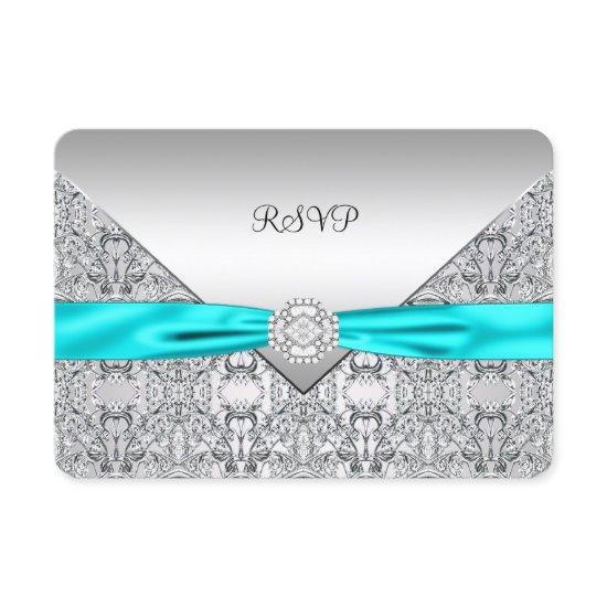 Teal Blue Silver RSVP