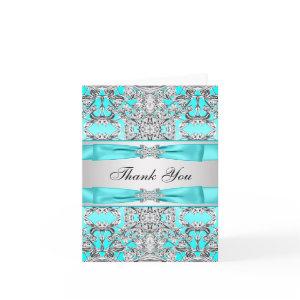 Teal Blue Silver Thank You