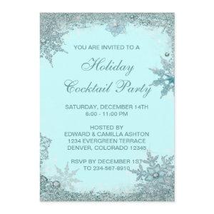Teal Blue Snowflake Christmas Party