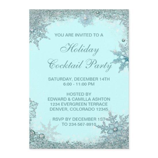 Teal Blue Snowflake Christmas Party