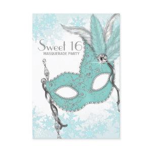 Teal Blue Snowflake Sweet 16 Masquerade Party
