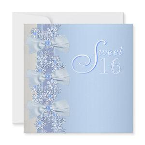 Teal Blue White Snowflake Sweet Sixteen Birthday