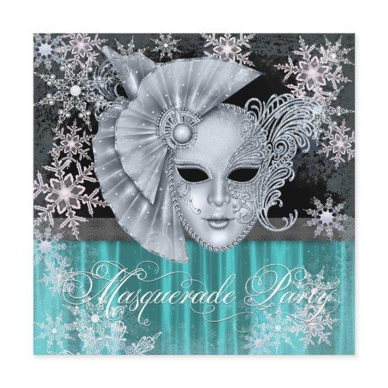 Teal Blue Winter Wonderland Masquerade Party