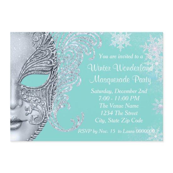 Teal Blue Winter Wonderland Masquerade Party