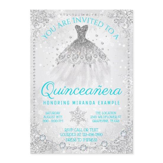 Teal Blue Winter Wonderland Quinceanera
