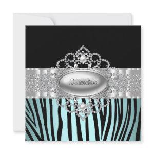 Teal Blue Zebra Quinceanera