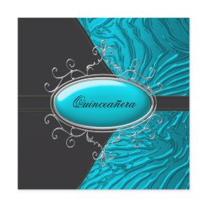 Teal Blue Zebra Quinceanera