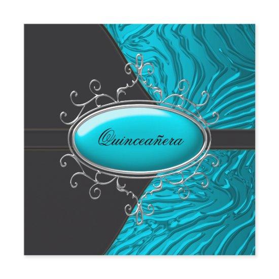 Teal Blue Zebra Quinceanera