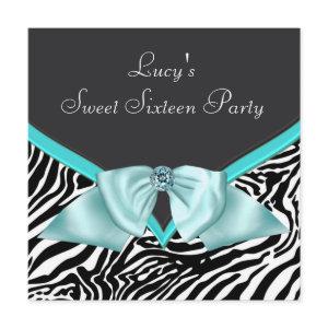 Teal Blue Zebra Sweet 16  Birthday Party