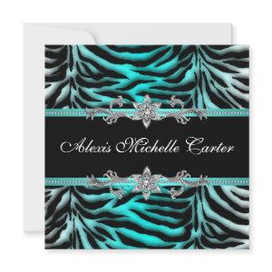 Teal Blue Zebra Sweet Sixteen Birthday Party