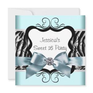 Teal Blue Zebra Sweet Sixteen Birthday Party