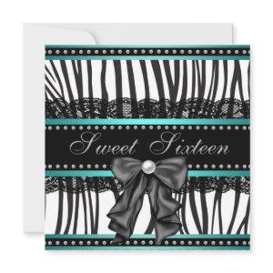 Teal Blue Zebra Sweet Sixteen Birthday Party