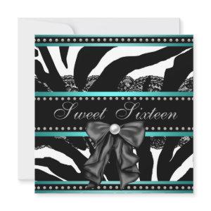 Teal Blue Zebra Sweet Sixteen Birthday Party