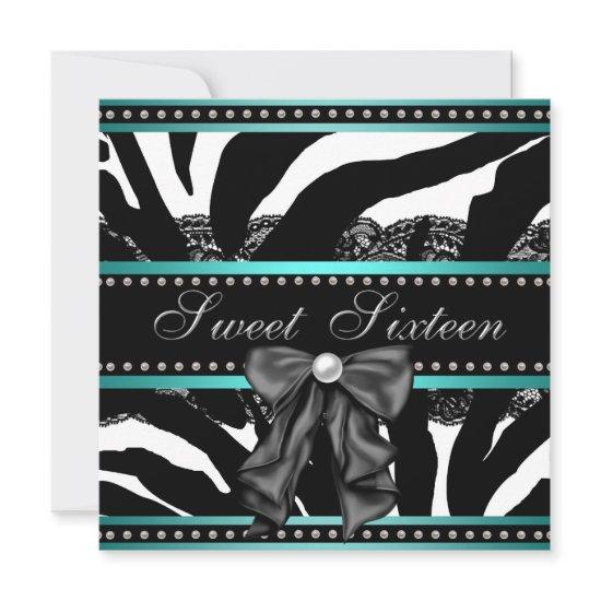 Teal Blue Zebra Sweet Sixteen Birthday Party