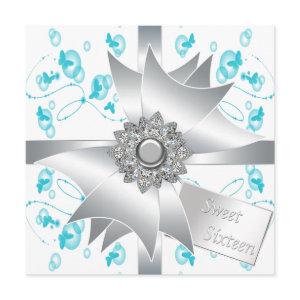 Teal Bubbles Butterflies Sweet 16 Party