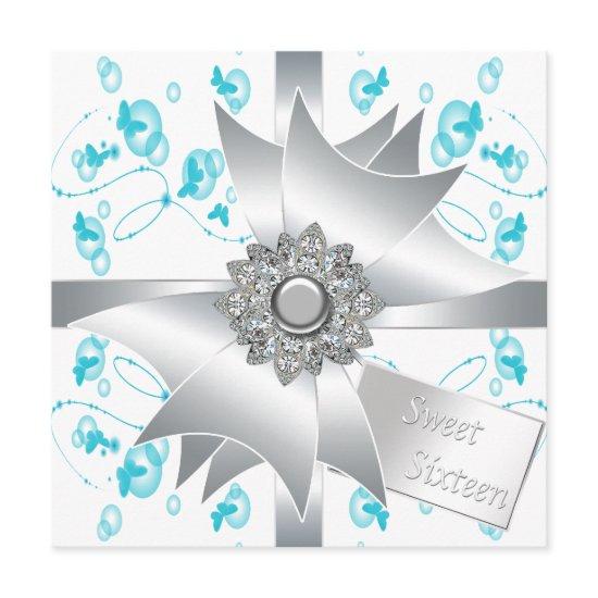Teal Bubbles Butterflies Sweet 16 Party
