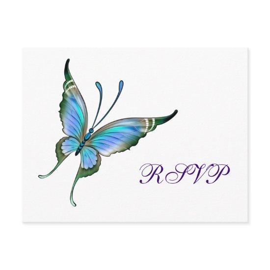 Teal Butterfly RSVP Any Color Background