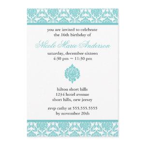 Teal Damask Sweet Sixteen