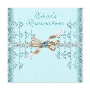 Teal Diamonds Teal Blue Quinceanera