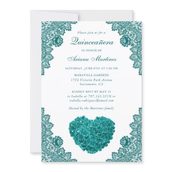 Teal Floral Quinceañera 15th Birthday
