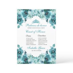 Teal Floral Quinceanera Court of Honor