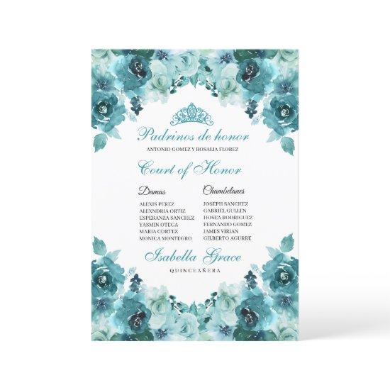 Teal Floral Quinceanera Court of Honor