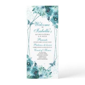 Teal Floral Quinceanera Program