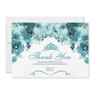Teal Floral Quinceanera Thank You