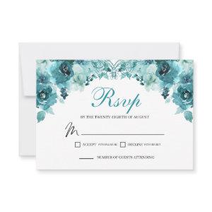 Teal Floral RSVP Enclosure Card