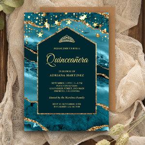 Teal Gold Agate Marble Arch Quinceanera